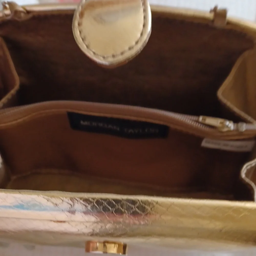 RARE Vintage Morgan Taylor Gold Snakeskin Hard Case Evening Crossbody Bag - Picture 3 of 7